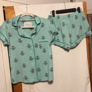 The Cat’s Pajamas shorts set  bee print SZ S Pima cotton blend cozy whimsical